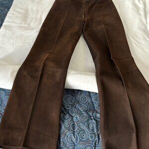 Handmade, tailored chocolate brown suede pants